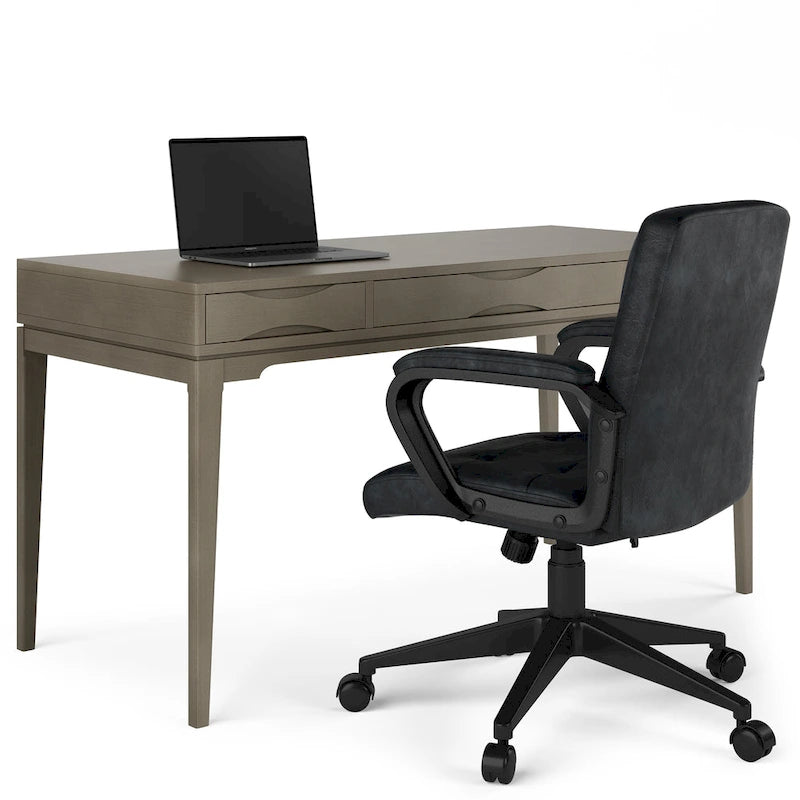 WYNDENHALL Pearson Bureau d'écriture professionnel en bois massif de 152 cm de large, style moderne du milieu du siècle