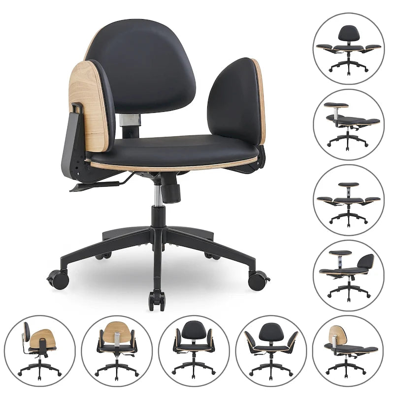 Chaise de méditation ergonomique noire réglable Fauteuil de bureau à domicile multi-positions