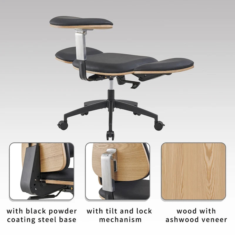Chaise de méditation ergonomique noire réglable Fauteuil de bureau à domicile multi-positions