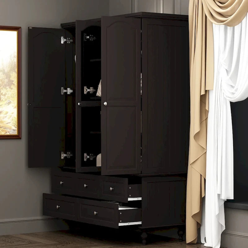 Garde-robe/Armoire/Placard familial de 70,9H avec portes miroir laque blanche