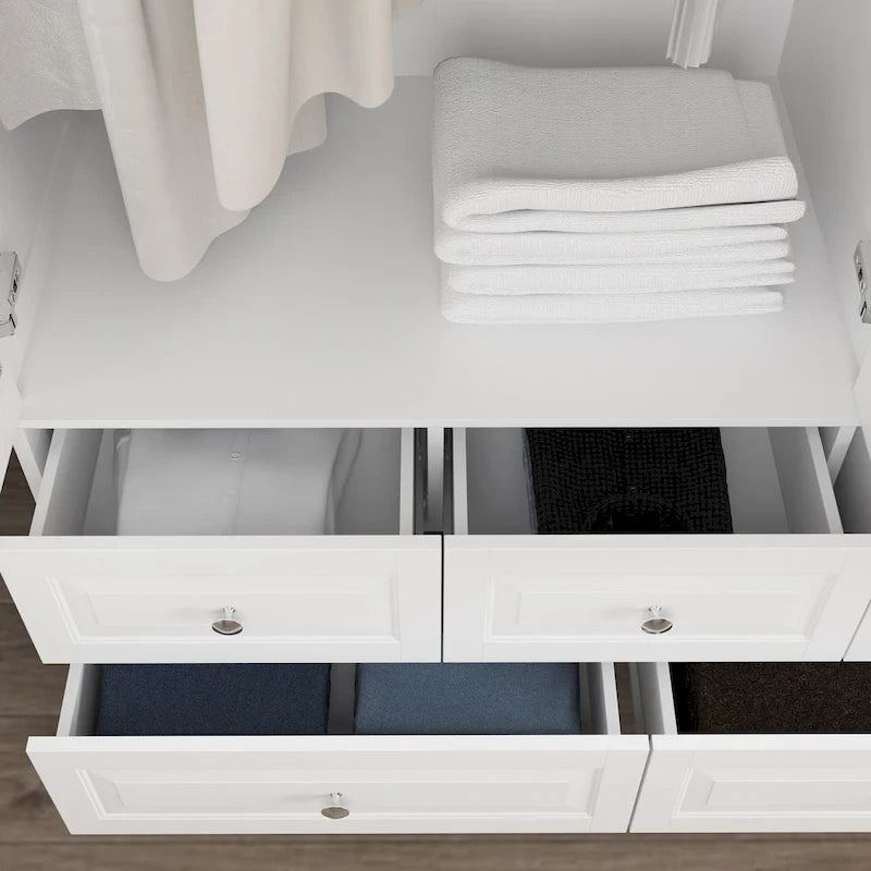Garde-robe/Armoire/Placard familial de 70,9H avec portes miroir laque blanche