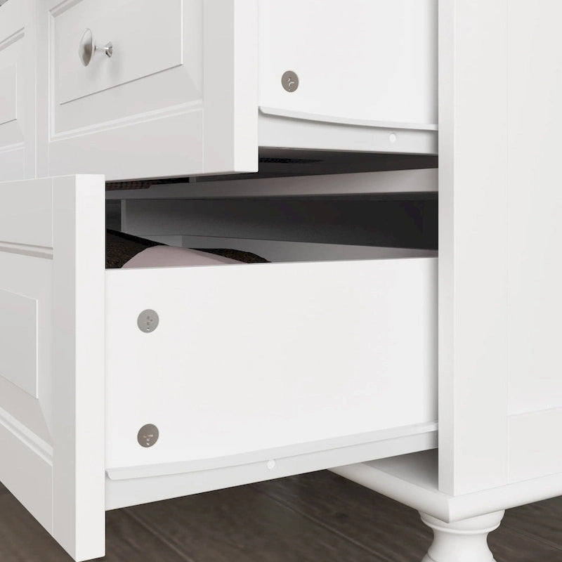 Garde-robe/Armoire/Placard familial de 70,9H avec portes miroir laque blanche