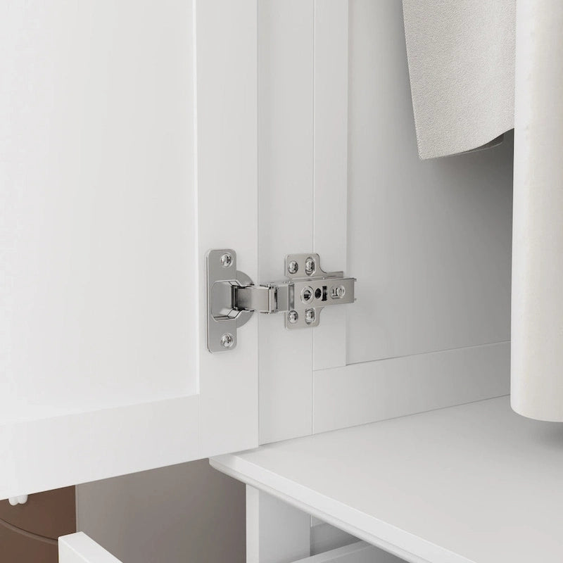 Garde-robe/Armoire/Placard familial de 70,9H avec portes miroir laque blanche