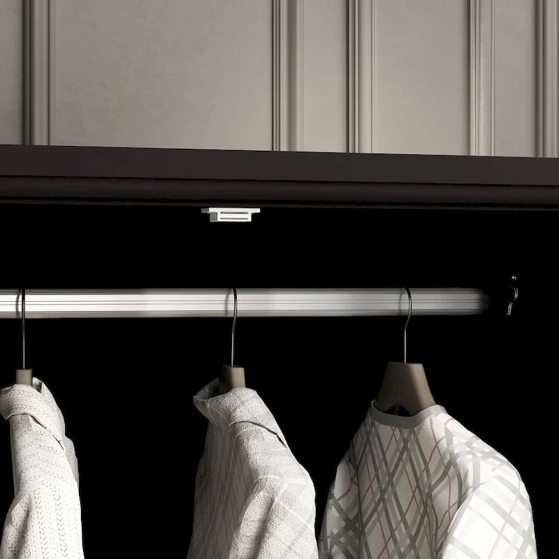 Garde-robe/Armoire/Placard familial de 70,9H avec portes miroir laque blanche
