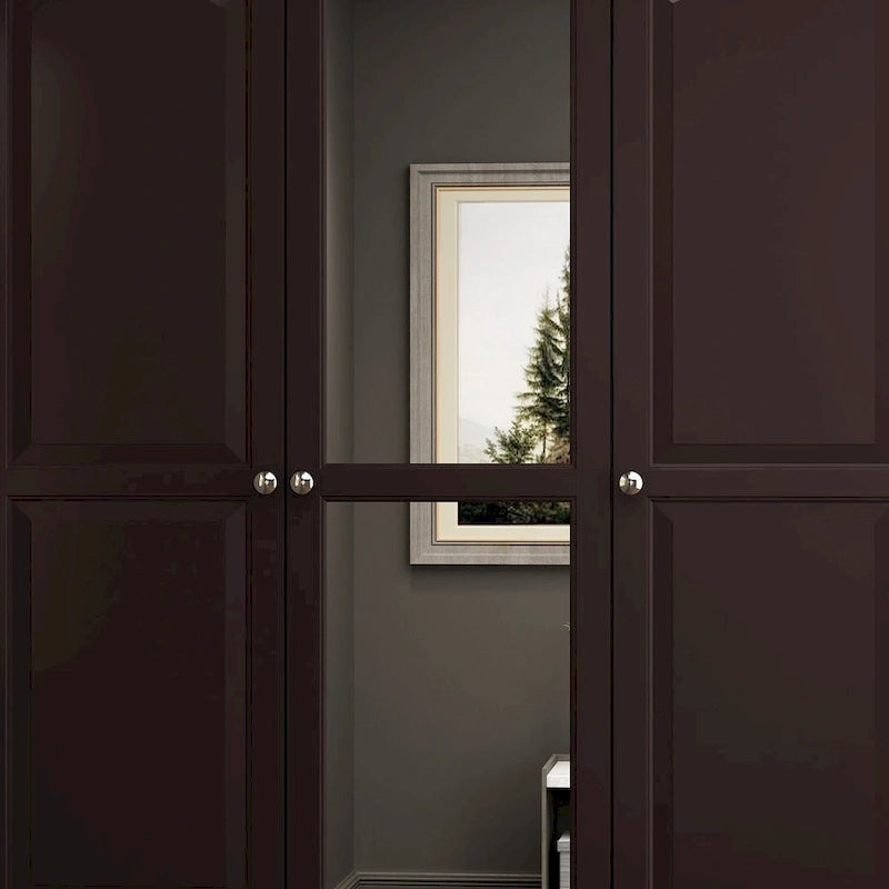 Garde-robe/Armoire/Placard familial de 70,9H avec portes miroir laque blanche
