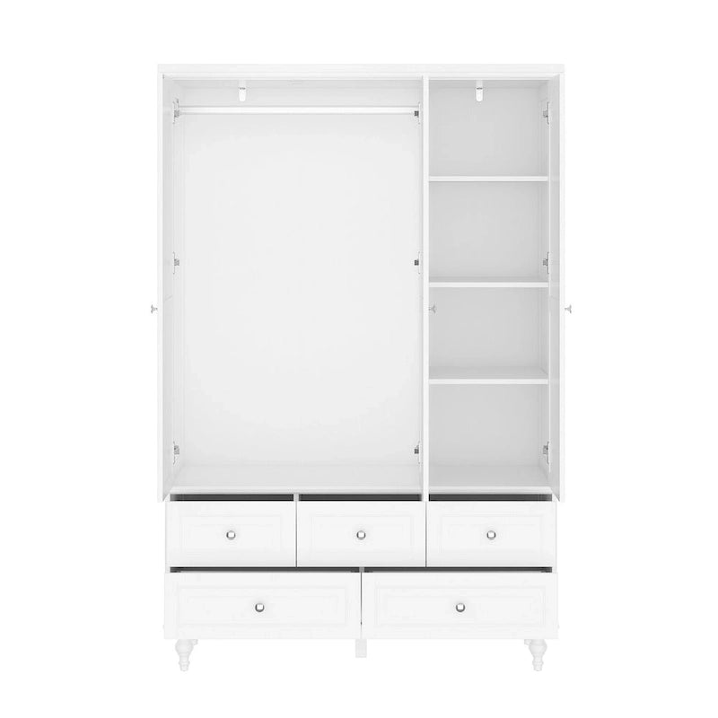 Garde-robe/Armoire/Placard familial de 70,9H avec portes miroir laque blanche