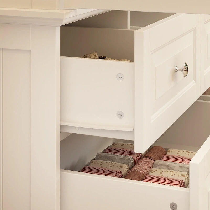 Garde-robe/Armoire/Placard familial de 70,9H avec portes miroir laque blanche