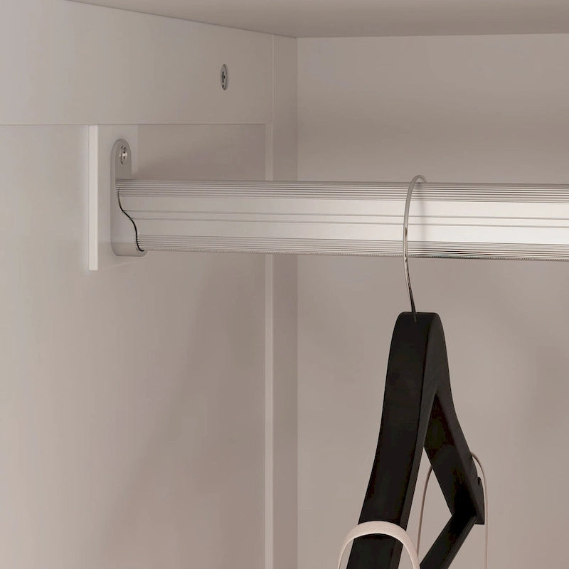 Garde-robe/Armoire/Placard familial de 70,9H avec portes miroir laque blanche