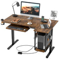 Bureau électrique assis-debout en forme de L de 57 pouces à hauteur réglable avec plateau de clavier et étagère hôte