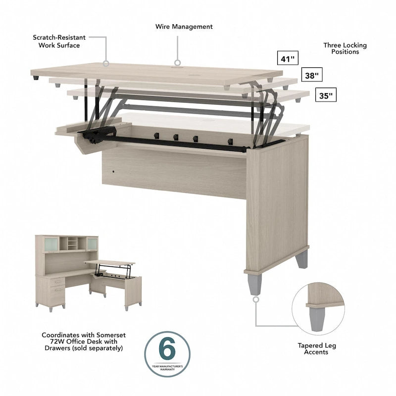 Rallonge de bureau Bush Furniture Somerset 42 po, 3 positions, assis-debout