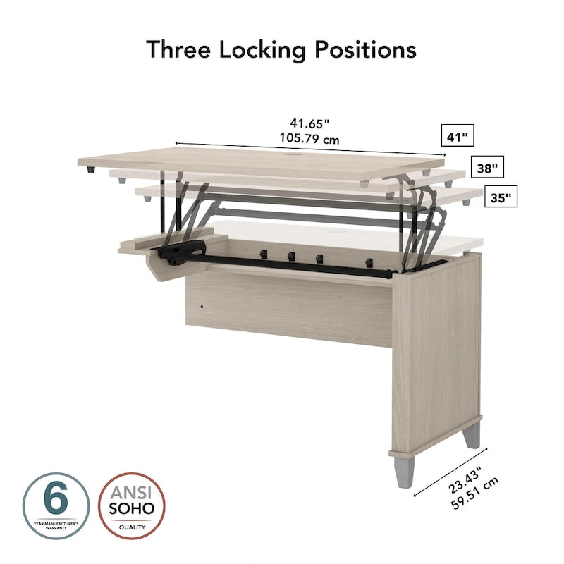 Rallonge de bureau Bush Furniture Somerset 42 po, 3 positions, assis-debout