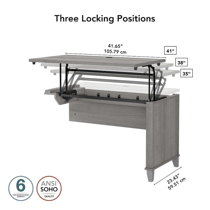 Rallonge de bureau Bush Furniture Somerset 42 po, 3 positions, assis-debout