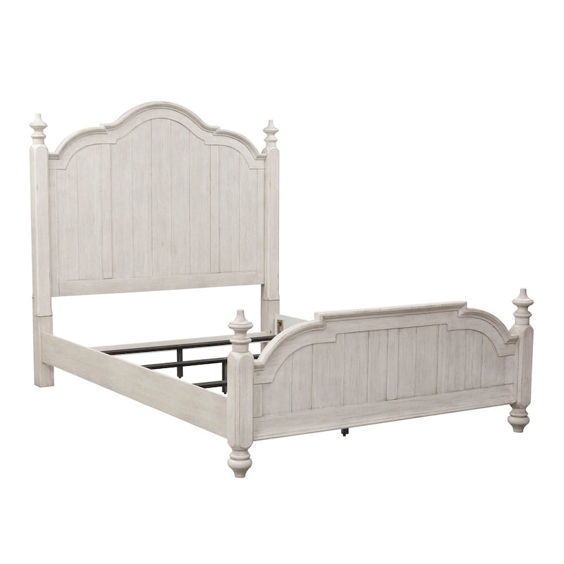 Lit à baldaquin king Farmhouse Reimagined Antique White and Chestnut