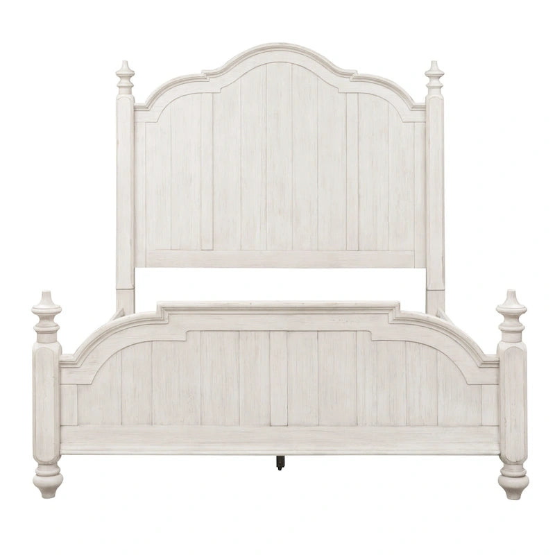 Lit à baldaquin king Farmhouse Reimagined Antique White and Chestnut