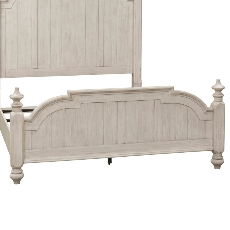 Lit à baldaquin king Farmhouse Reimagined Antique White and Chestnut