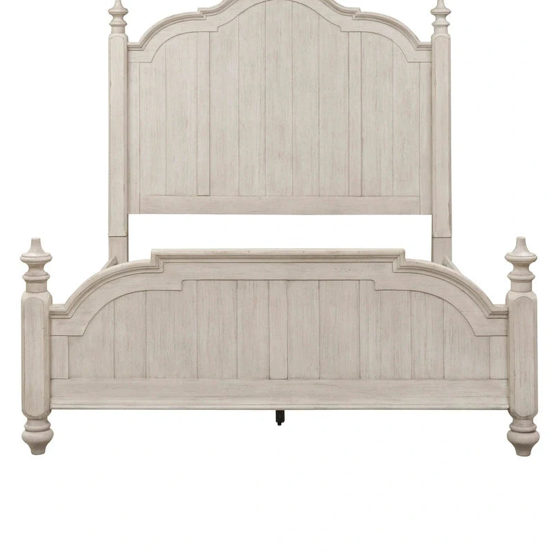 Lit à baldaquin king Farmhouse Reimagined Antique White and Chestnut