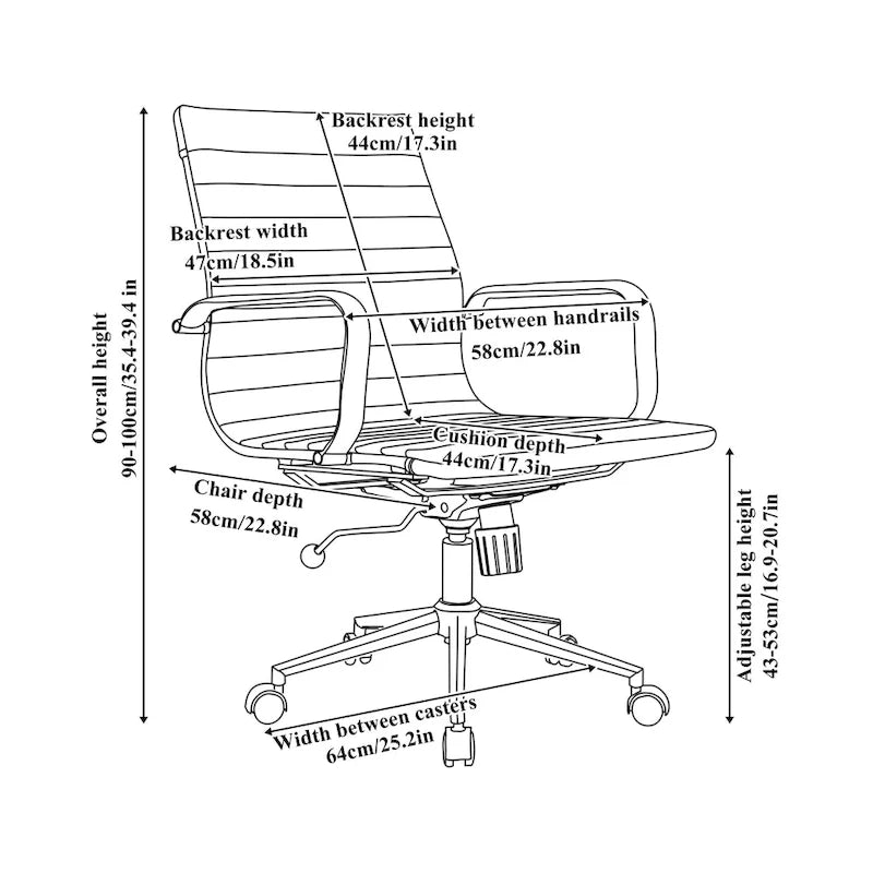 Chaise de bureau à dossier cannelé LUXMOD pour ordinateur et télétravail