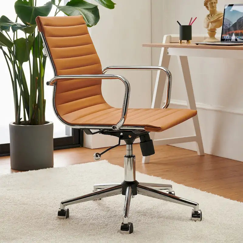 Chaise de bureau à dossier cannelé LUXMOD pour ordinateur et télétravail