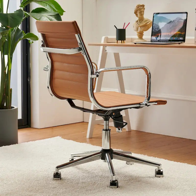 Chaise de bureau à dossier cannelé LUXMOD pour ordinateur et télétravail