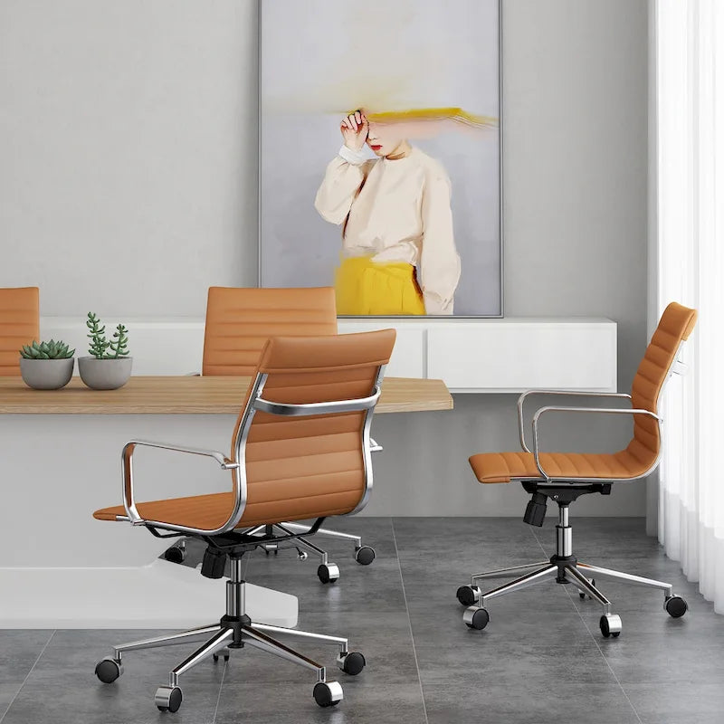 Chaise de bureau à dossier cannelé LUXMOD pour ordinateur et télétravail