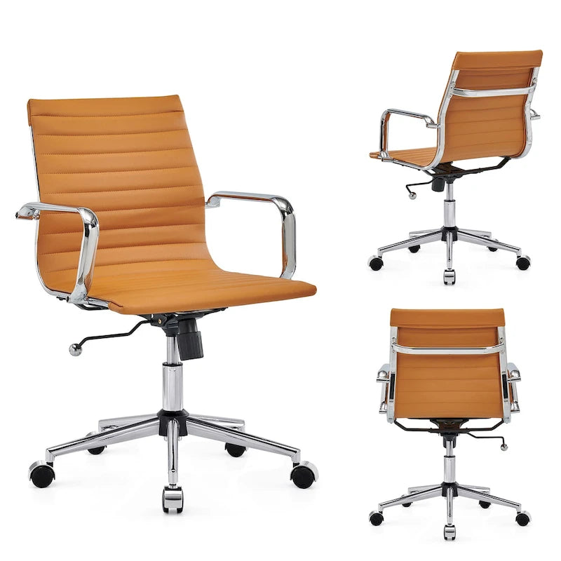 Chaise de bureau à dossier cannelé LUXMOD pour ordinateur et télétravail