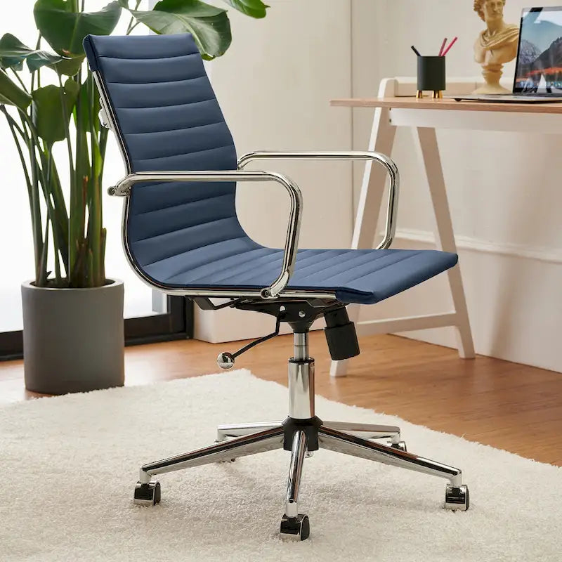 Chaise de bureau à dossier cannelé LUXMOD pour ordinateur et télétravail