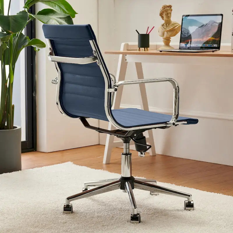 Chaise de bureau à dossier cannelé LUXMOD pour ordinateur et télétravail