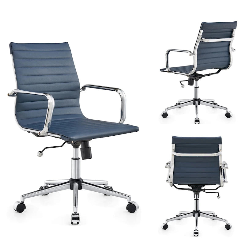Chaise de bureau à dossier cannelé LUXMOD pour ordinateur et télétravail