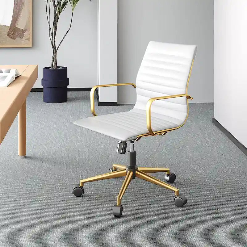 Chaise de bureau à dossier cannelé LUXMOD pour ordinateur et télétravail