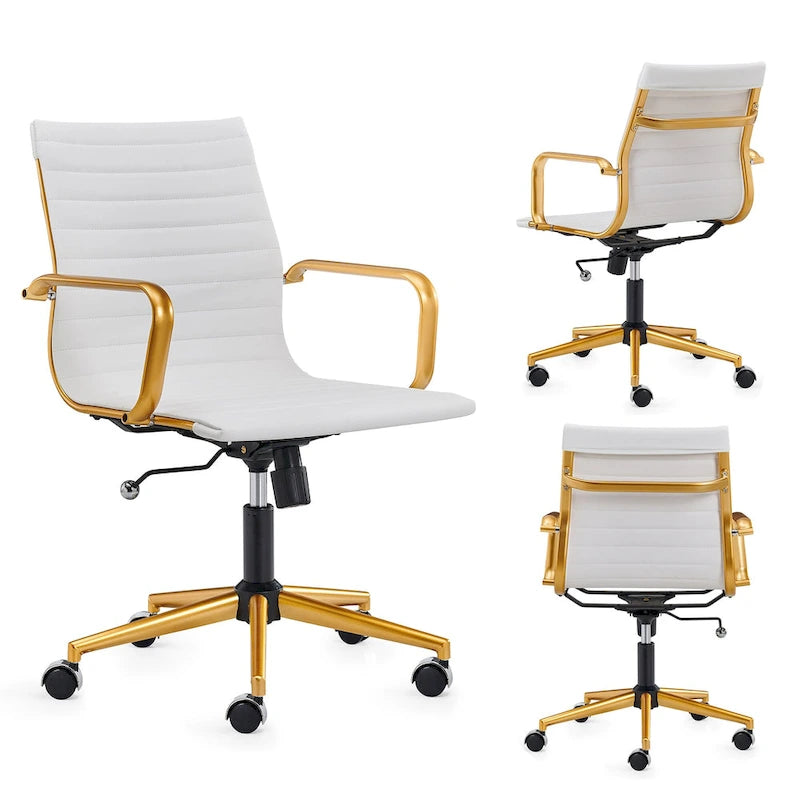 Chaise de bureau à dossier cannelé LUXMOD pour ordinateur et télétravail