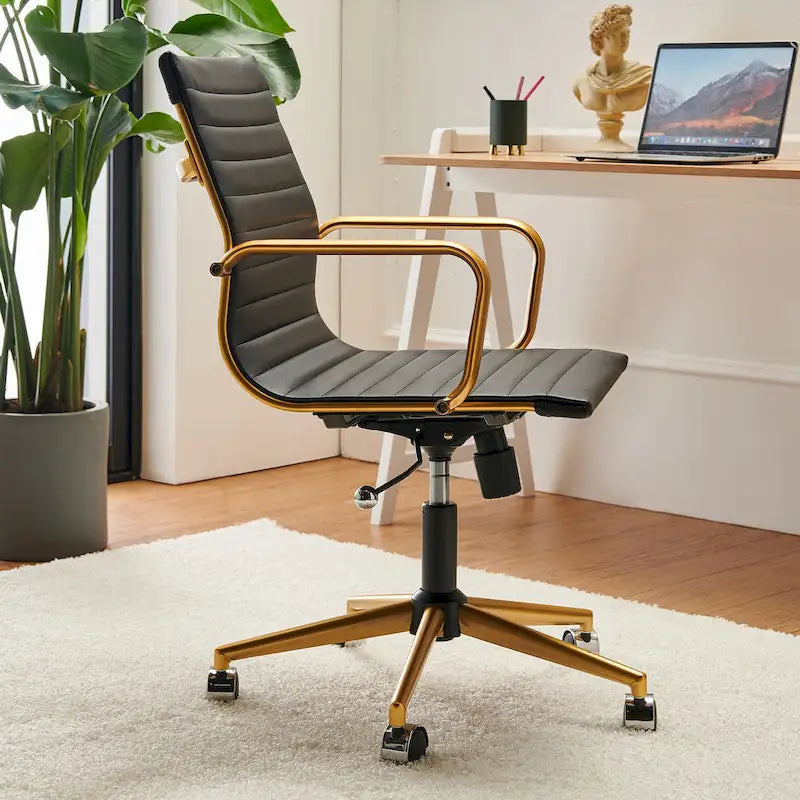 Chaise de bureau à dossier cannelé LUXMOD pour ordinateur et télétravail