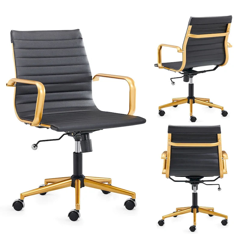 Chaise de bureau à dossier cannelé LUXMOD pour ordinateur et télétravail