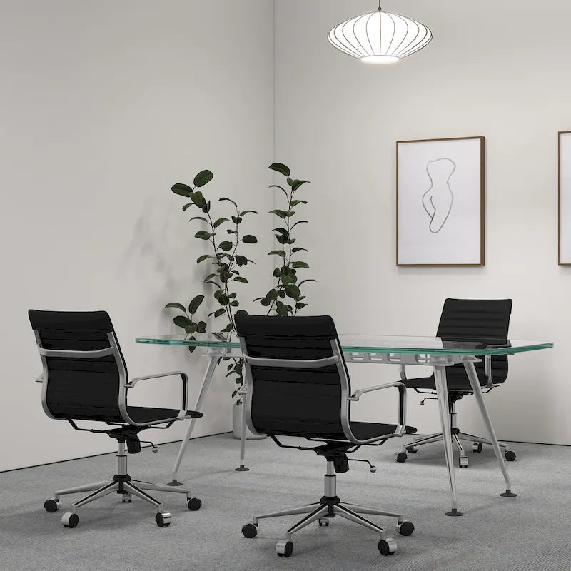 Chaise de bureau à dossier cannelé LUXMOD pour ordinateur et télétravail