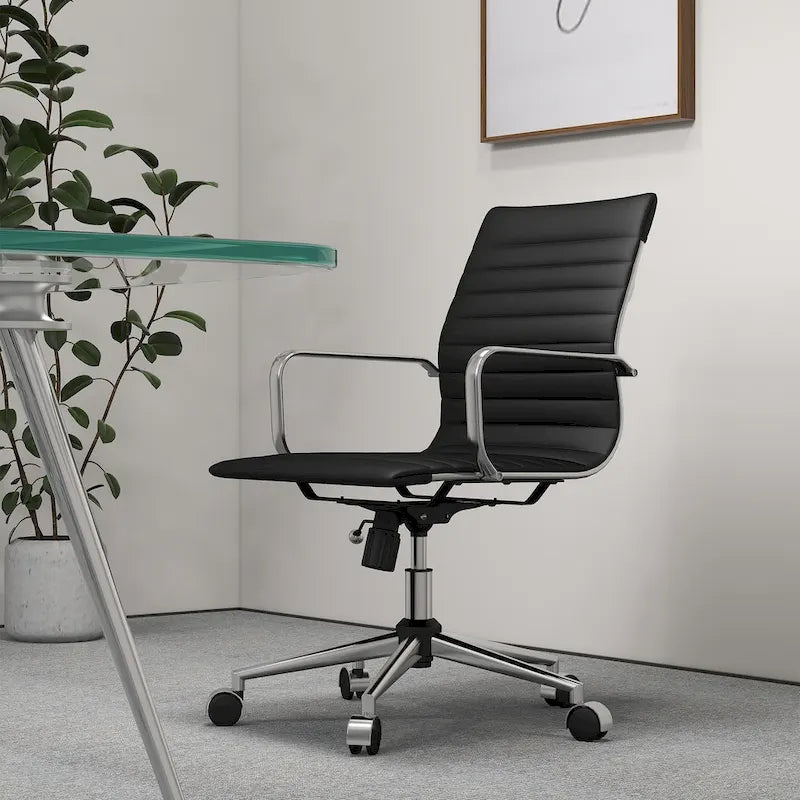 Chaise de bureau à dossier cannelé LUXMOD pour ordinateur et télétravail