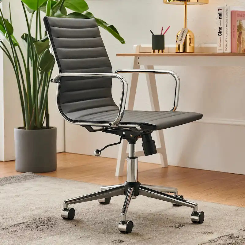 Chaise de bureau à dossier cannelé LUXMOD pour ordinateur et télétravail