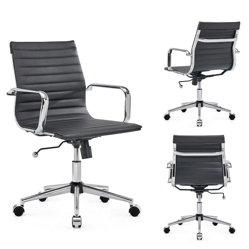 Chaise de bureau à dossier cannelé LUXMOD pour ordinateur et télétravail