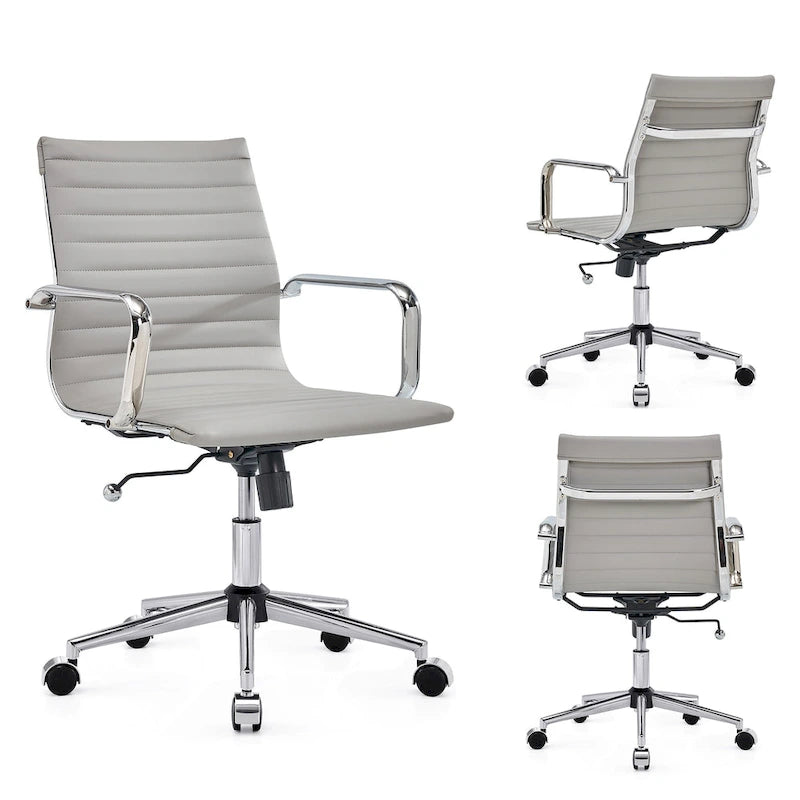 Chaise de bureau à dossier cannelé LUXMOD pour ordinateur et télétravail