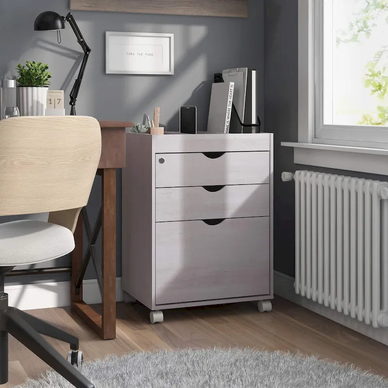 Jolene – Meuble de classement contemporain mobile et verrouillable à 3 tiroirs par Furniture of America