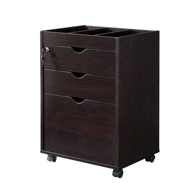 Jolene – Meuble de classement contemporain mobile et verrouillable à 3 tiroirs par Furniture of America