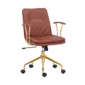 Porthos Home Tilly, chaise de bureau, cuir PU, piétement à roulettes en chrome doré