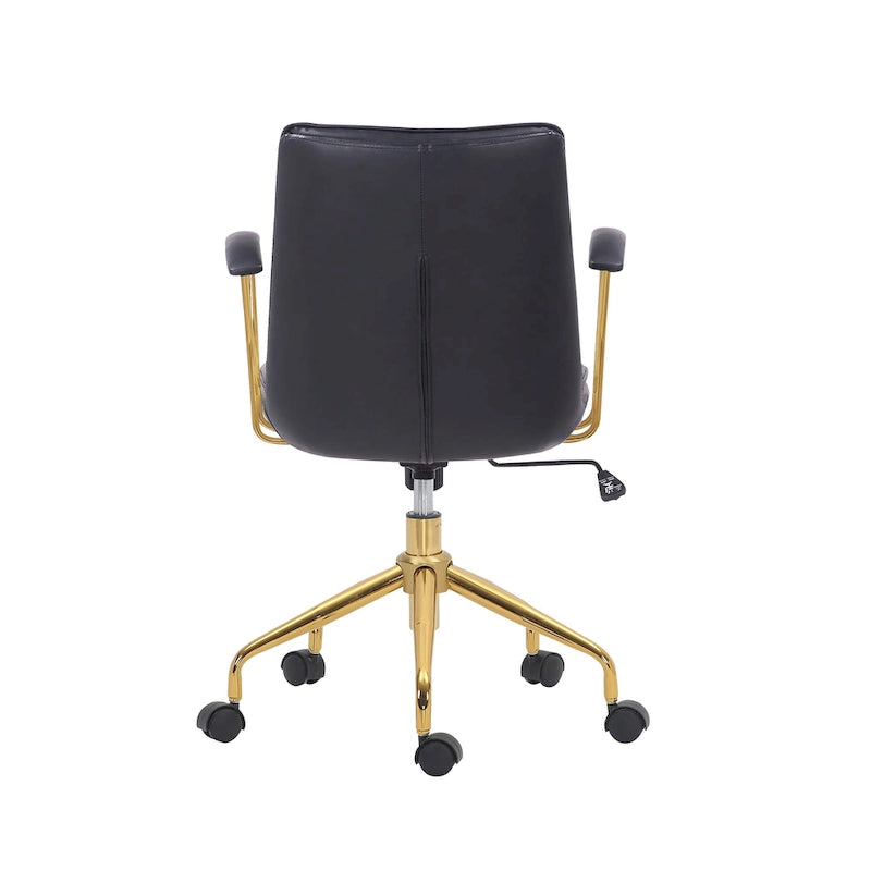 Porthos Home Tilly, chaise de bureau, cuir PU, piétement à roulettes en chrome doré