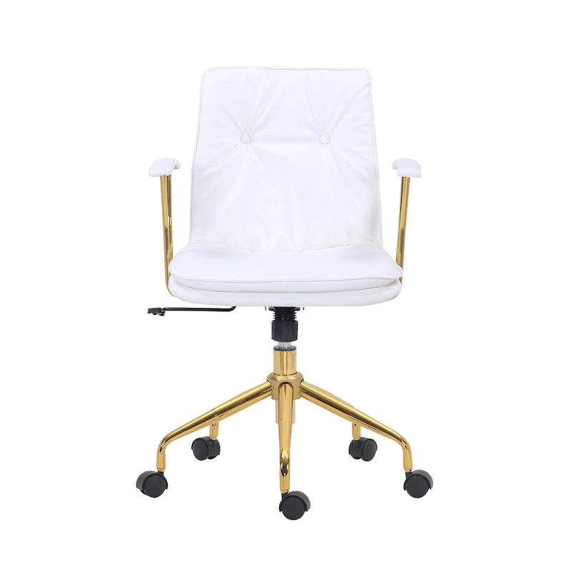 Porthos Home Tilly, chaise de bureau, cuir PU, piétement à roulettes en chrome doré