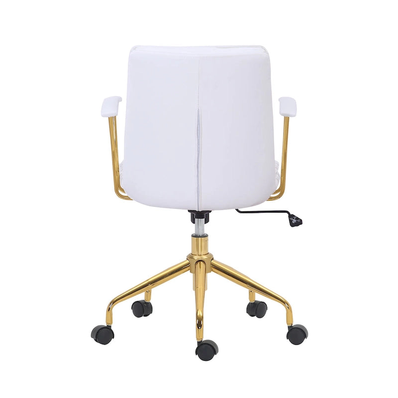 Porthos Home Tilly, chaise de bureau, cuir PU, piétement à roulettes en chrome doré