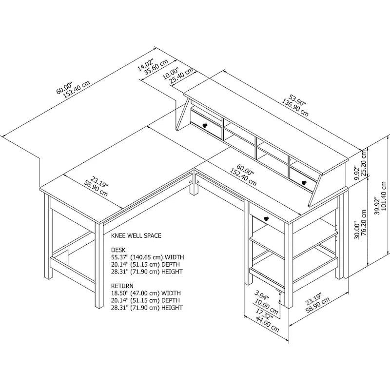 Bureau informatique en L Mayfield 60W avec organisateur de Bush Furniture