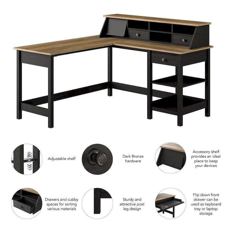 Bureau informatique en L Mayfield 60W avec organisateur de Bush Furniture