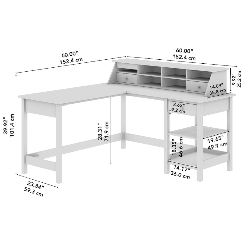Bureau informatique en L Mayfield 60W avec organisateur de Bush Furniture