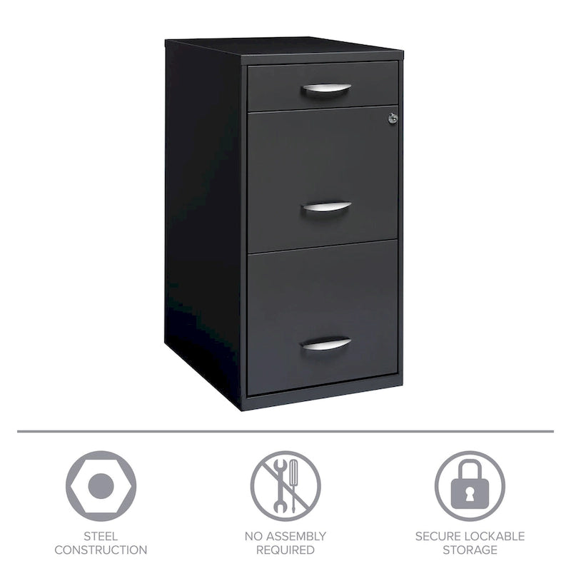 Classeur vertical Space Solutions à 3 tiroirs format lettre avec tiroir plumier, anthracite