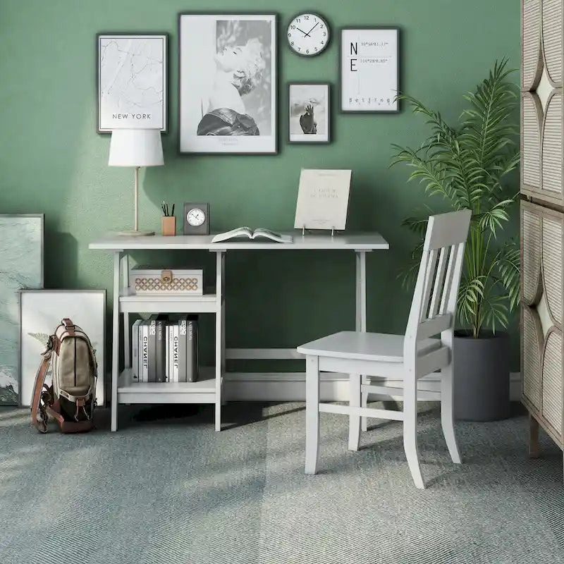 Bureau d'ordinateur en verre Oller Transitional de 120 cm en 2 pièces avec chaise par Furniture of America