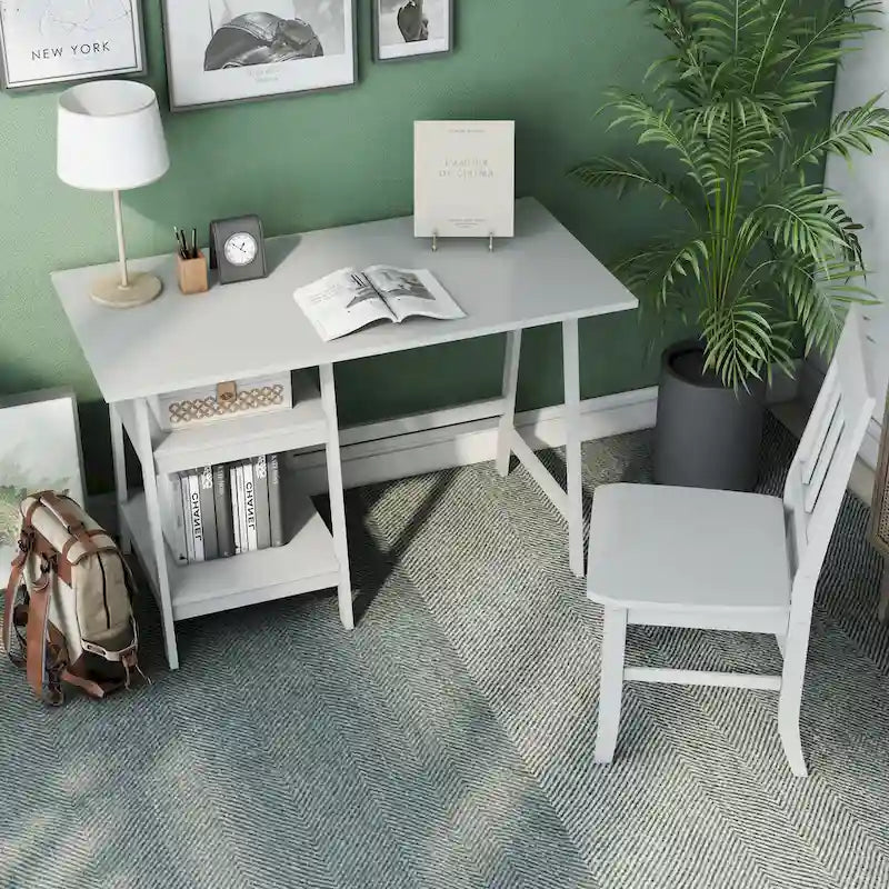 Bureau d'ordinateur en verre Oller Transitional de 120 cm en 2 pièces avec chaise par Furniture of America