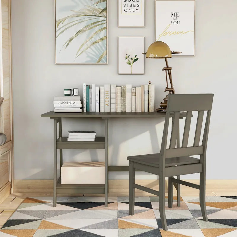 Bureau d'ordinateur en verre Oller Transitional de 120 cm en 2 pièces avec chaise par Furniture of America